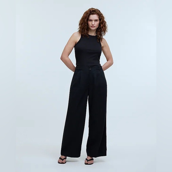 NWT Madewell The Tall Curvy Harlow Wide-Leg Pant in Drapey Twill - 2 - Black - Picture 1 of 10